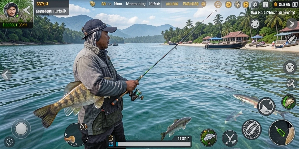 Screenshot gameplay 33ZK menampilkan keseruan memancing.