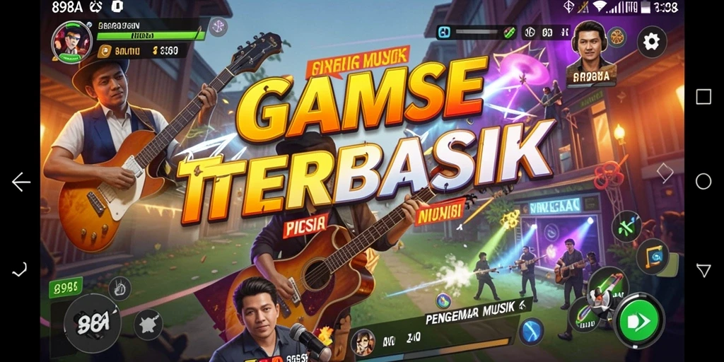 Tangkapan layar gameplay 898A dengan tampilan musik yang interaktif.