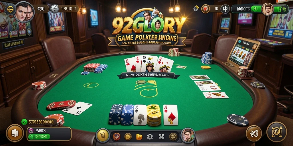 Screenshot gameplay Poker yang menampilkan aksi seru di meja permainan.