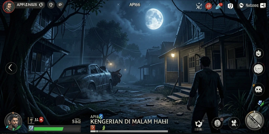 Screenshot menunjukkan karakter dalam suasana mencekam.