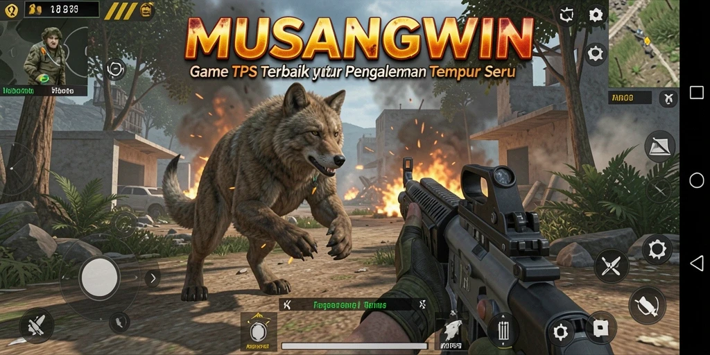 Tampilan menarik dari gameplay MUSANGWIN dalam aksi TPS.