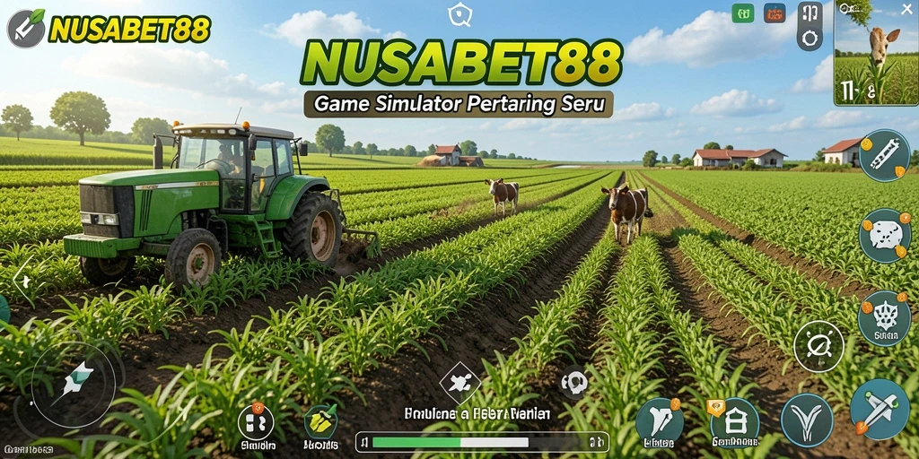 Tangkapan layar gameplay NUSABET88 dengan suasana pertanian yang menawan.