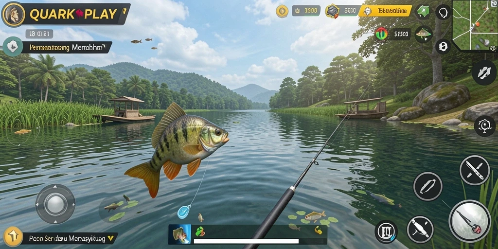 Tampilan menarik gameplay memancing di QUARKPLAY yang seru.