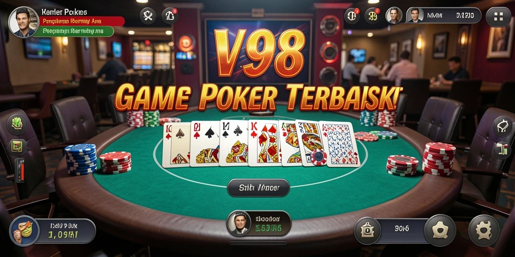 Tampilan gameplay Poker yang mendebarkan di V98.