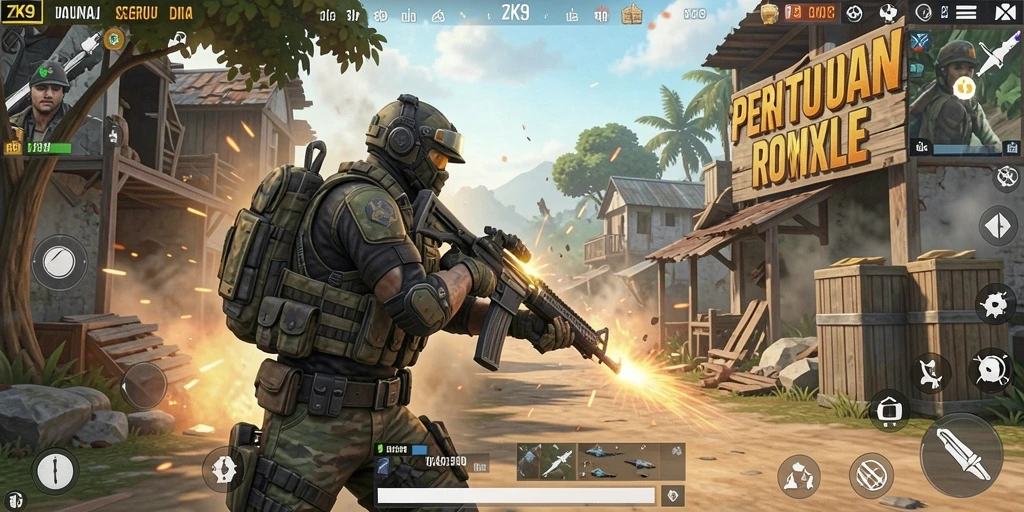 Tangkapan layar menampilkan aksi seru di ZK9 Battle Royale.